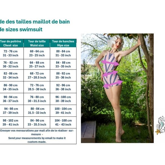 NWOT Pinup French Designer Swimsuit, Unworn size US Small / European 36 - Picture 3 of 7